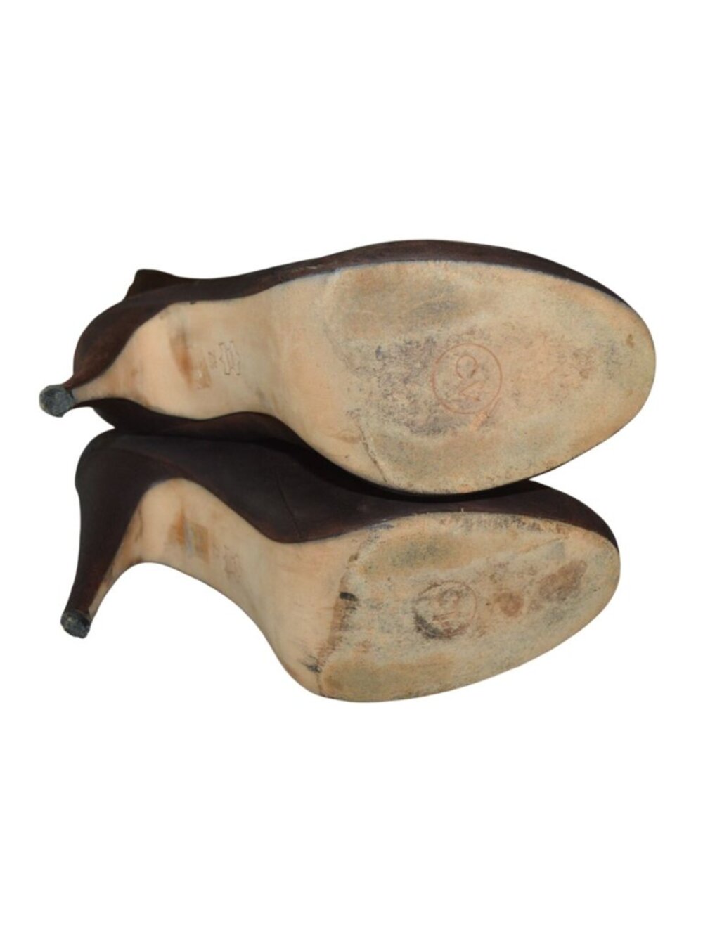 Cynthia Vincent Brown Suede Heeled Knee High Boots Womens Size 7.5 Gold Interior - Picture 6 of 11